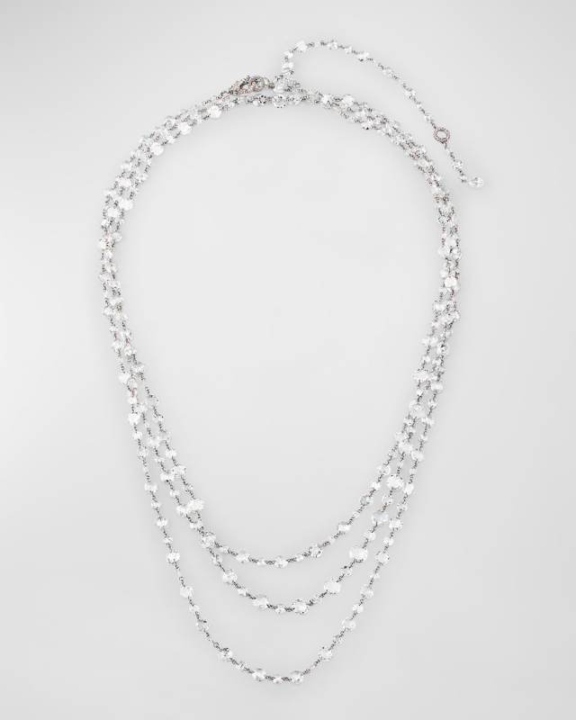 Platinum Brilliant and Rose Cut Diamond Long Necklace, 64"L, 52.45tcw